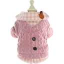 Dog Princess Sweater for Small Dogs Thick Shirt Plaid Clothes Costume Pet Girl Cute Coat Outfits Fall Costumes Winter Dog Sweaters (S,Pink)