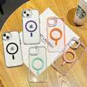 for iPhone 15 Case, [Compatible with MagSafe], Magnetic Kickstand Case for Women Girls, Case for iPhone 15, 6.1", Clear Black