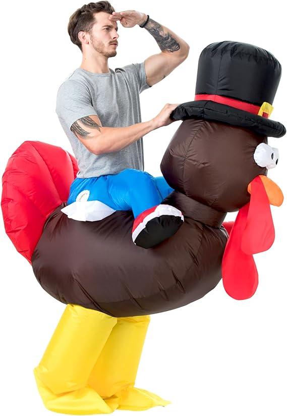 YEAHBEER Inflatable Turkey Costume Adult, Blow up Costumes for Adults,Thanksgiving Costumes for Party Funny Turkey Suits, One Size