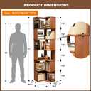 Solid wood Corner Book Shelf,6-Shelf L Shaped Corner Bookshelf with Baffle, 18.9 Inches D X 18.9 Inches W X 75.0 Inches H