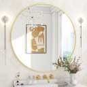 The Artment your artistic apartment Decorative Orbit Round Shape Wall Mirror with Frame for Living Room | Bathroom | Hall | Home Decor with Hanging Stripes (Gold Frame, 20 Inch)