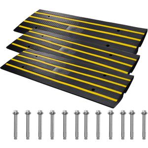 VEVOR Rubber Curb Ramp for Driveway 3 Pack, 15T Heavy Duty Sidewalk Curb Ramp, 48" Lx2.6 H Bridge Ramp for Garage for Low Cars, Wheelchairs, L.O.A. 12 FT