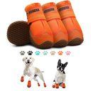 Hcpet Dog Shoes for Large Dogs, Breathable Dog Booties for Small Medium Dogs, Anti-Slip Dog Boots & Paw Protectors for Hot Pavement Winter Snow Hiking with Reflective Straps Orange Size 1
