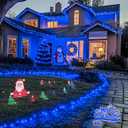 JMEXSUSS 200 LED Blue Christmas Lights Outdoor, Expandable 66ft Blue String Lights Green Wire, 8 Modes Twinkle Xmas Tree Light Plug in for Party Indoor Ceiling Beroom Patio Fence Yard Decor