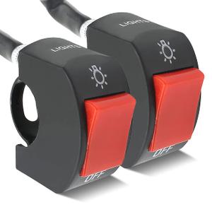 2 Pieces Motorcycle Light Switch Handlebar Toggle Switch with On Off Push Button for U5 U7 U2 Motorcycles Scooter Electrombile Motorbike-7/8inch 22mm Red