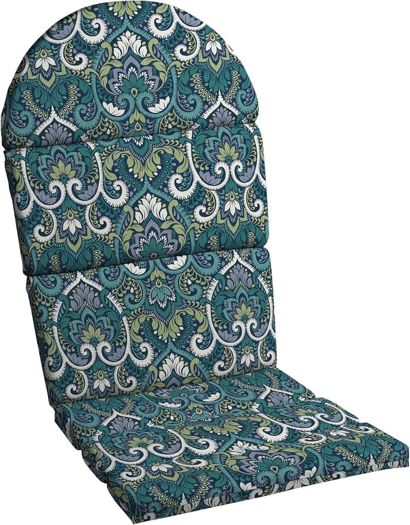 Arden Outdoor Foam Adirondack Cushion, 21.5 x 19, Water Repellent, Fade Resistant, Foam Cushion for Adirondack Chairs Sapphire Aurora Blue Damask