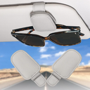 compuda 2 Packs Sunglasses Holder for Car Visor, Genuine Leather Car Sunglass Holder, Glasses Clip for Cars (2, Grey)