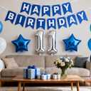 11th Birthday Party Decoration for Boys, Happy Birthday Banner Blue Number 11 Birthday Balloons 11th Birthday Latex Confetti Balloon for Boys Him Son 11 Years Old Birthday Decoration Supplies (11th)