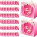 Colarr 60 Pcs Small Thank You Gift Bags Mini Party Favor Candy Bags with Handles and Bow Ribbon for Wedding Birthday Baby Shower Guest Valentines Day Party Supplies(Rose Red)