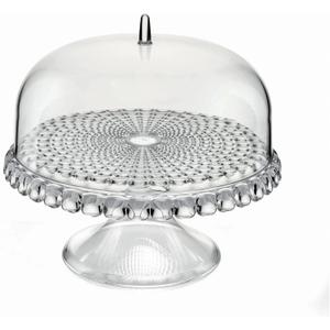Guzzini Tiffany 11.8" Footed Cake Stand with Dome Lid - Clear, Multi - Purpose Use for Dessert Table, Cupcake Stand, Cake Display, BPA-Free Display Stand for Parties, Weddings, Kitchen