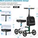 BlessReach Knee Scooter Steerable Knee Walker for Foot Injuries Compact Crutch Alternative with Dual Braking System (Green)