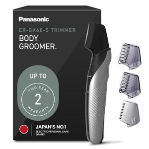 Panasonic Electric Body Groomer and Trimmer for Men, Cordless Washable Wet Dry Groomer with 3 Comb Attachments, Black ER-GK60-S