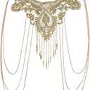 Boho Gold Body Chains Sexy Lace Shoulder Necklace Chain Bikini Rhinestone Bra Chain Rave Costume Party Body Jewelry for Women