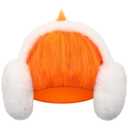 Unisex Orange Wig with White Ear Muffs Funny Crazy Wigs Hair Halloween Hairy Costume for Adults Mardi Gras Party