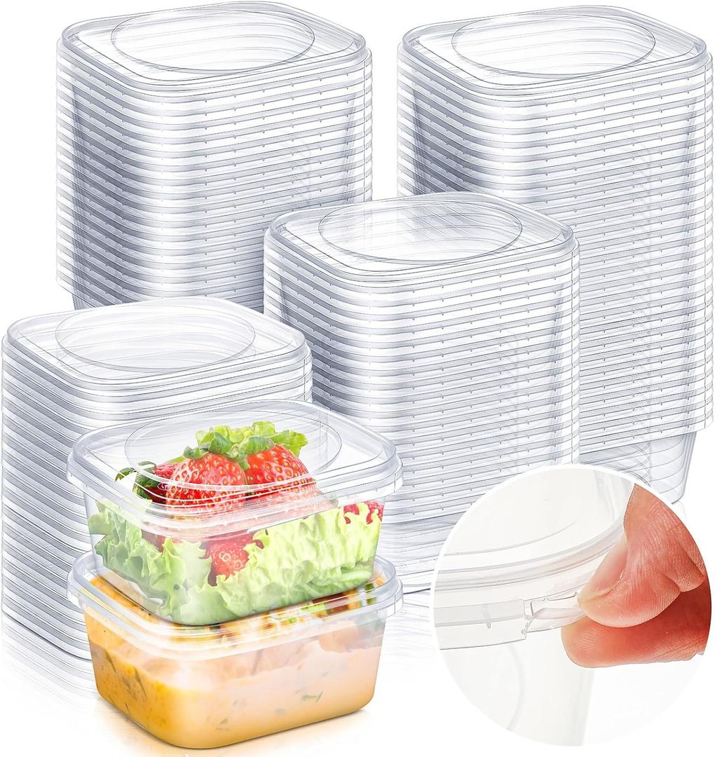 50 Pack 8 oz Tamper Proof Clear Deli Containers with Lid Disposable Square Plastic Deli Sandwich Tiramisu Airtight Meal Container for Refrigerator Dishwasher Microwave Take out Kitchen