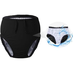 3T to Youth Reusable Swim Diaper Washable Incontinence Underwear for Special Needs Kids Waterproof Covers Black 6-8