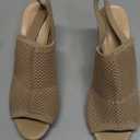 mysoft Women's Knit Chunky Block High Heels Elastic Slingback Open Toe 3 Inch Heeled Sandals, Size: 9