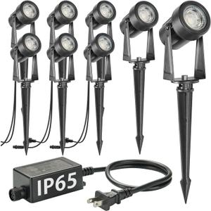 SUNTHIN Outdoor Landscape Lighting, 8 Pack LED Spot Lights Kit for Garden, Yard, House, Lawn, Tree, Flags, Fence Use, Warm White, IP65 Waterproof