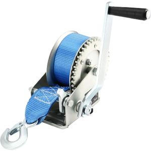 JEUIHAU 1200 Lbs Heavy Duty Hand Winch with 23 Ft Blue Strap, Hand Boat Crank Winch, Manual Trailer Winch with Hook for Pulling ATV Boat Trailer Truck