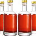 Clear Glass Bottles 12 oz - 375ml [Pack of 6] for Wine Beverages Drinks Oil Vinegar Kombucha Beer Water Soda with Cork Stopper Airtight Lid