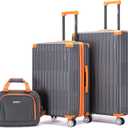 Rockland 3 Luggage Set, 2-Piece Hardside Spinner Wheel Uprights with Tote, Charcoal (Large)