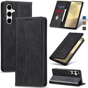 Jasonyu Flip Wallet Case for Samsung S24 5G,Leather Magnetic Folio Cover with Card Holder,Kickstand - TPU Shockproof Durable Protective Phone Case,Black