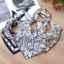 AWAYTR Women Triangle Head Scarf 3Pcs Tie Back Hair Bandanas for Women with Metal Studs - Head Coverings Cute Headscarf (Zebra - Black + White + Khaki)