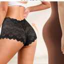 Sexy Womens Underwear High Waisted Lace Panties V Waist Soft Lightweight Breathable Ladies Briefs 6 Pack (Black, L)