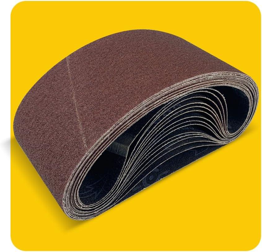 15 Pcs 4 x 21 Inch Assorted Aluminum Oxide Belt Sander Sanding Belt - 3 Each of 80/120/150/240/400 Grits