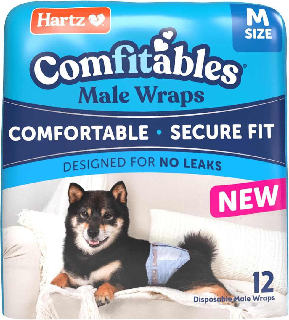 Hartz Comfitables Disposable Male Dog Wraps with Stretchy Waistband, Medium 12 Count