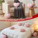 Yerliker Valentine's Day Pink Heart Pillow with Bow Cute Throw Pillow Corduroy Coral Fleece Cushion Covers for Couch Sofa Bedroom Wedding Anniversary Housewarming Gift Decor(1,11 x 10 Inch)