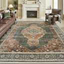 Sage Green 9x12 Area Rugs for Living Room Bedroom Rug Carpet Washable Vintage Traditional Farmhouse Rug Carpet Dining Room Rugs Office Retro Oriental Easy Clean Non Slip Large