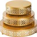 Coloch 3 Pieces Golden Cake Stand Set, 8/10/12 Inch Round Metal Dessert Display Stand Decorative Cake Holder Cupcake Pastry Candy Display Plate for Wedding, Party, Birthday, Event