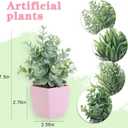 summer flower 4 Pack Small Fake Plants in Pink Pot Artificial Plant Indoor Eucalyptus Wheat Grass Ferns Rosemary Faux Greenery for Room Decor Home Office Desk Bathroom Kitchen Living Room Decorations