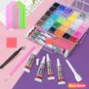 40000 Pcs Resin Jelly Rhinestones Bedazzling Kit, Include 30 Colors 3mm Flatback Gems 4Pcs 10ml B7000 Jewelry Glue & Tools, Bedazzler Kit with Rhinestones
