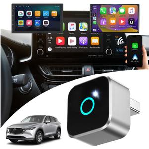Compatible with Wired Model:2019-2025 CX-5 2-in-1 Wireless CarPlay & Android Auto AdapterDesigned for Mazda Connect Infotainment System Wired to Wireless,Small & Discreet0.8in 0.32oz
