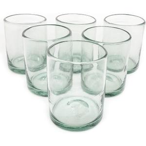 Clear Blown 10 oz Tumbler Glasses (set of 6) Mexican Handmade Glassware, Recycled Glass, Lead-free, Toxin-Free (Tumbler)