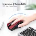 TECKNET Wireless Mouse, 2.4G Ergonomic Optical Mouse, Computer Mouse for Laptop, PC, Computer, Chromebook, Notebook, 6 Buttons, 24 Months Battery Life, 4000 DPI, 6 Adjustment Levels (red)