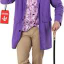 fun shack Mens Chocolate Factory Costume, Mens Chocolate Factory Owner Costume, Book Character Costumes For Adults (Medium, Purple)