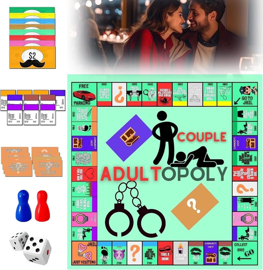 Adult Board Game,Couple Adult Opoly Board Game,Adult Couples Board Games,Couples Adults Board Games,Couples Game Cards Board Game Props,Date Night Ideas,Couples Date Night Games