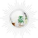 Sunburst Wall Mirror Spoked Home Circle Wall Art Mirror Classic Metal Modern Hanging Mirror, Decor Living Room Bathroom Bedroom Entryway Vanity Office Hallway Housewarming Large 16" White
