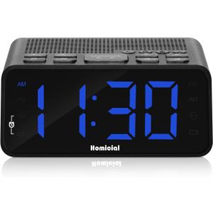 Digital Alarm Clock Radio with AM/FM Radio, Multi-Colors 1.4 LED Digits, Preset, Sleep Timer and Clear Display with Dimmer for Bedroom Bedside, Battery/Plug-in Powered (Black)