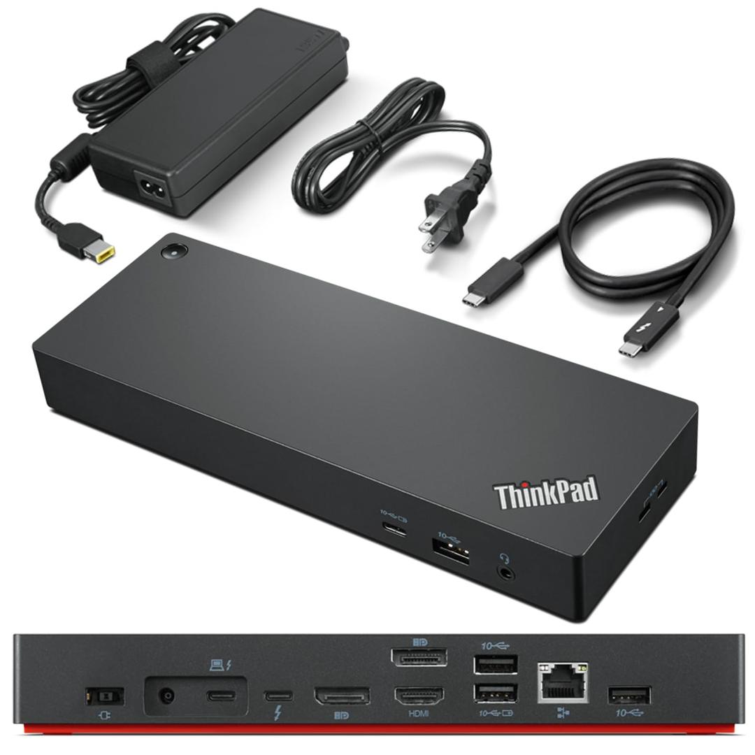 Lenovo ThinkPad Universal Thunderbolt 4 Dock, 4 Displays, Dynamic Power Charging up to 100W, Black