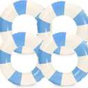 Whaline 4Pcs Inflatable Swimming Float Toy Striped Swim Ring Fun Print Pool Lounger Tube for Summer Swimming Beach Party