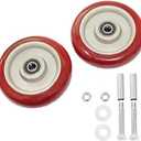 URBEST Push Cart Wheels, Heavy Duty 3 Inch PU Caster Wheels Bearings Repair Kits, Pltae Casters, Shelf Replacement Wheels for Platform Trucks up to 265 Pounds (S:3 Inch,Red)