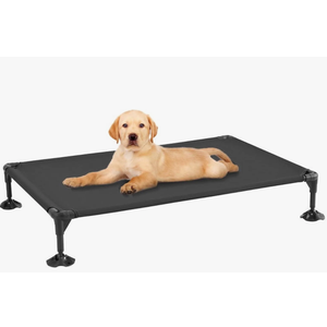 Elevated Dog Bed, Portable Raised Pet Cot, Chew Proof Dog Bed Platform with Adjustable Anti-Slip Feet, Large Black