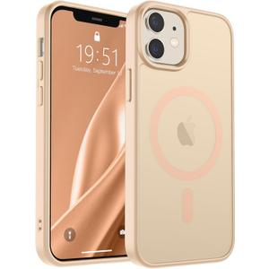 SUPFINE Magnetic for iPhone 12 Mini Case & iPhone 13 Mini Case (Compatible with MagSafe) (Military Grade Drop Protection) Slim Translucent Matte Shockproof Phone Cover,Sand Pink