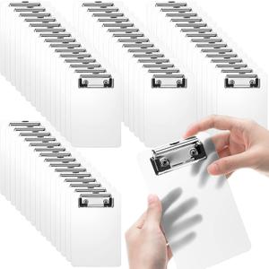 60 Pack Bulk Mini Clipboards 4 x 6 Inch Memo Small Clipboards Plastic Check Presenters for Restaurants Pocket Small Notepads Receipts Tickets for Office Cafe Shopping List(Clear)