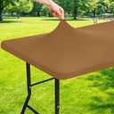 Moosfor Spandex 6 Foot Rectangle Table Cloth, Elastic Fitted Tablecloths for Picnic, Stretch Washable Patio Table Cover for Outdoor, Camping, Banquet and Parties (Brown, 30"x72")