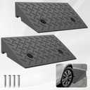 Heavy Rubber Curb Ramps, 5.1" Rise Height, 3 Tons(6600 LB), 2 PC, for Slope Ramps Driveway Curb Sidewalk Threshold, Suitable for Curb, Vehicle, Motorcycle, Bike, Wheelchair (5.1 inch Height, Black)